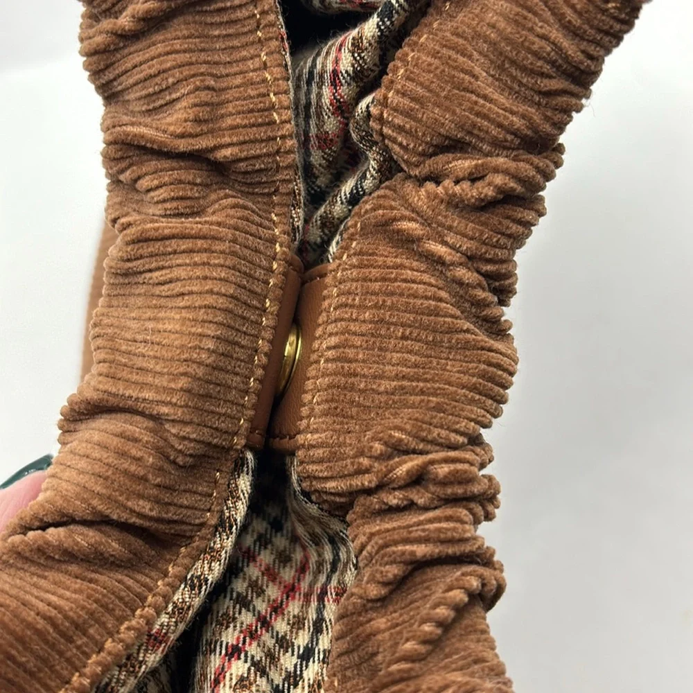 Brandy Melville light brown Corduroy mini bag exterior pocket casual festival - Picture 15 of 16